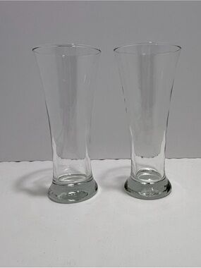 Vintage Clear Glass Pilsner Set of 2 - Classic Flared Beer Glasses